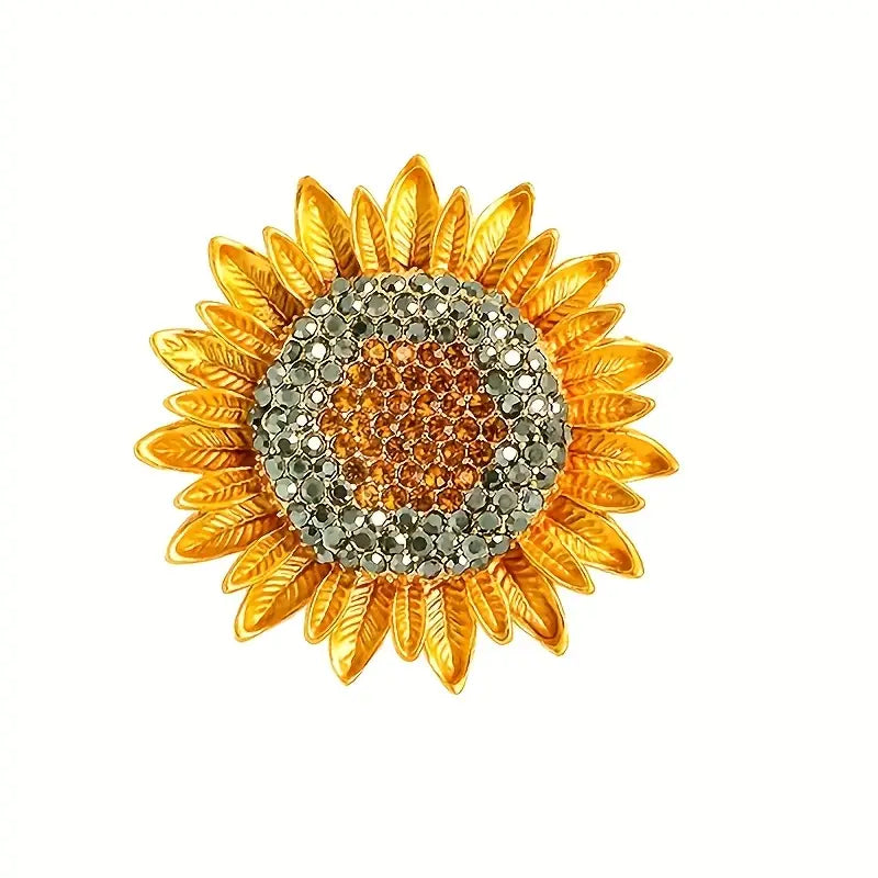 Vintage Sparkly Sunflower Pin Badge