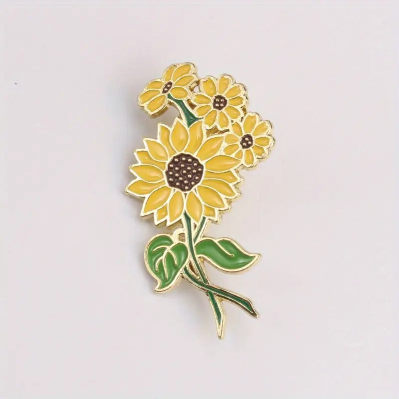 Golden Sunflower Bouquet Pin Badge