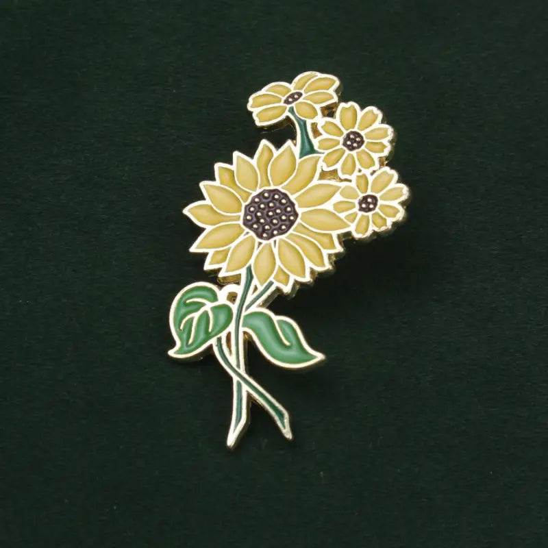 Golden Sunflower Bouquet Pin Badge