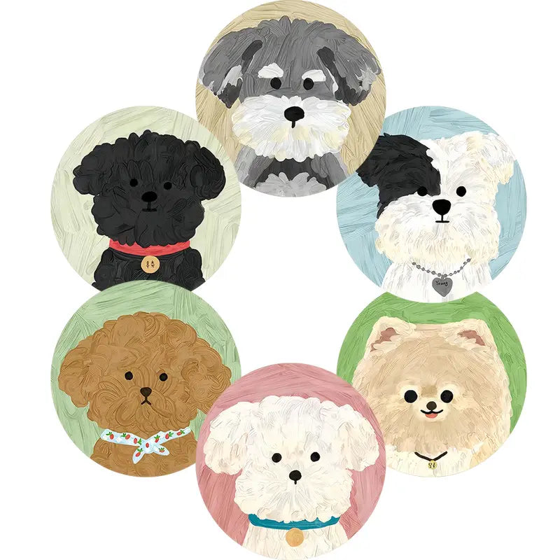 Pack of 6 Small Cartoon Dog Drinks Coasters