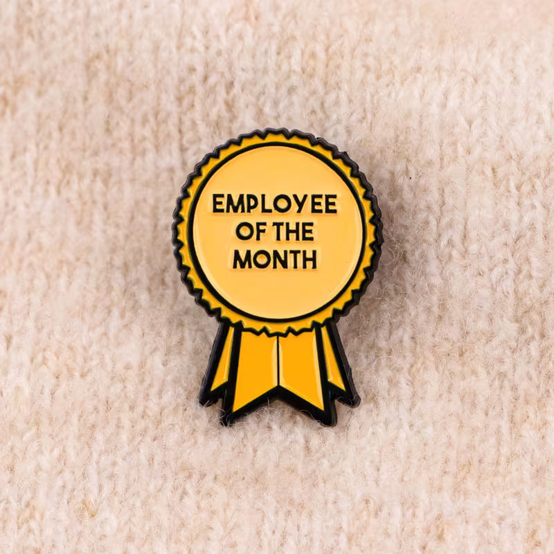 Yellow Employee Of The Month Rosette Pin Badge