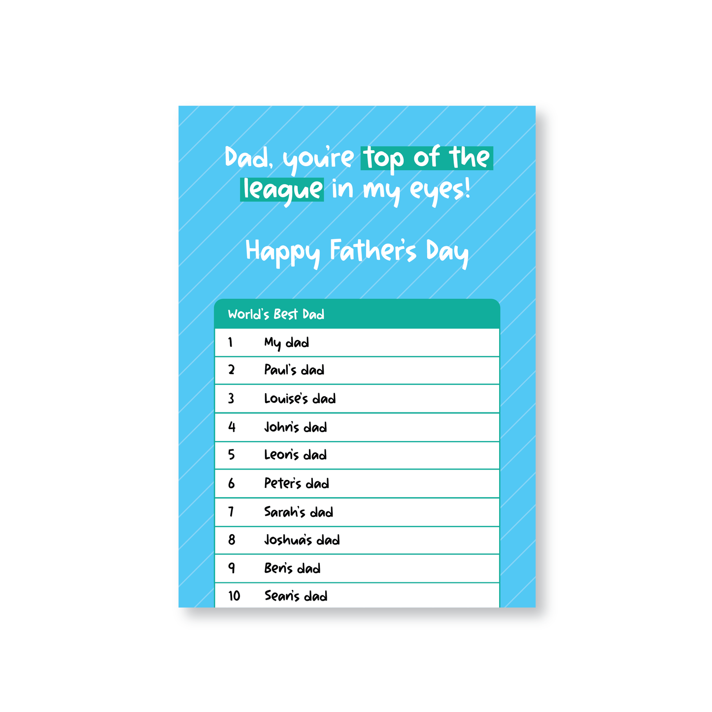 Worlds Best Dad Leaderboard (Fathers Day Card)