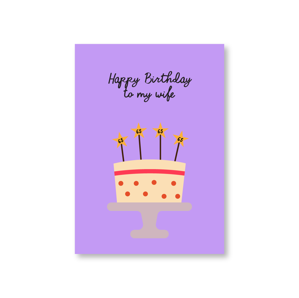 65th Cake & Candles Birthday Card For Wife