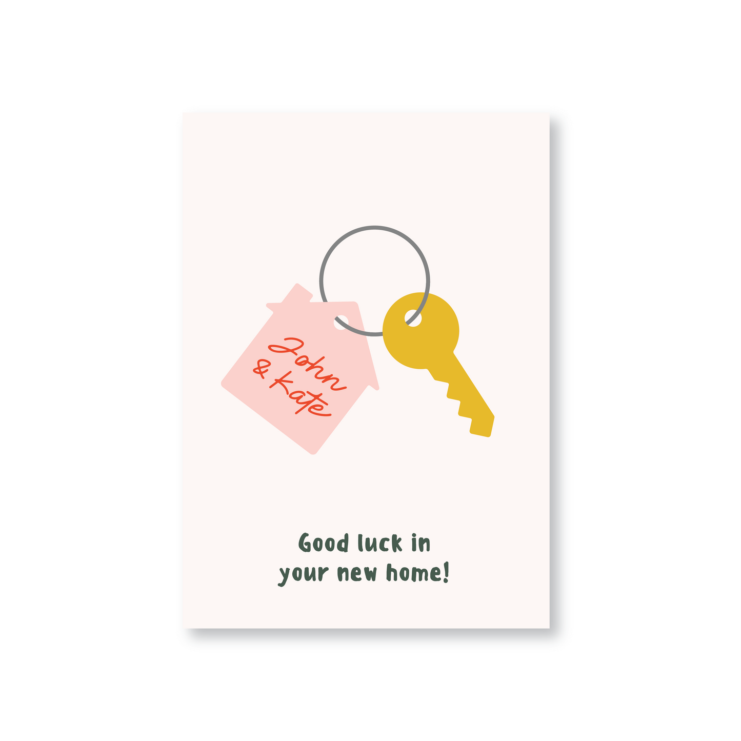 New Home Card Featuring Keys & a Keyring (Personalised)
