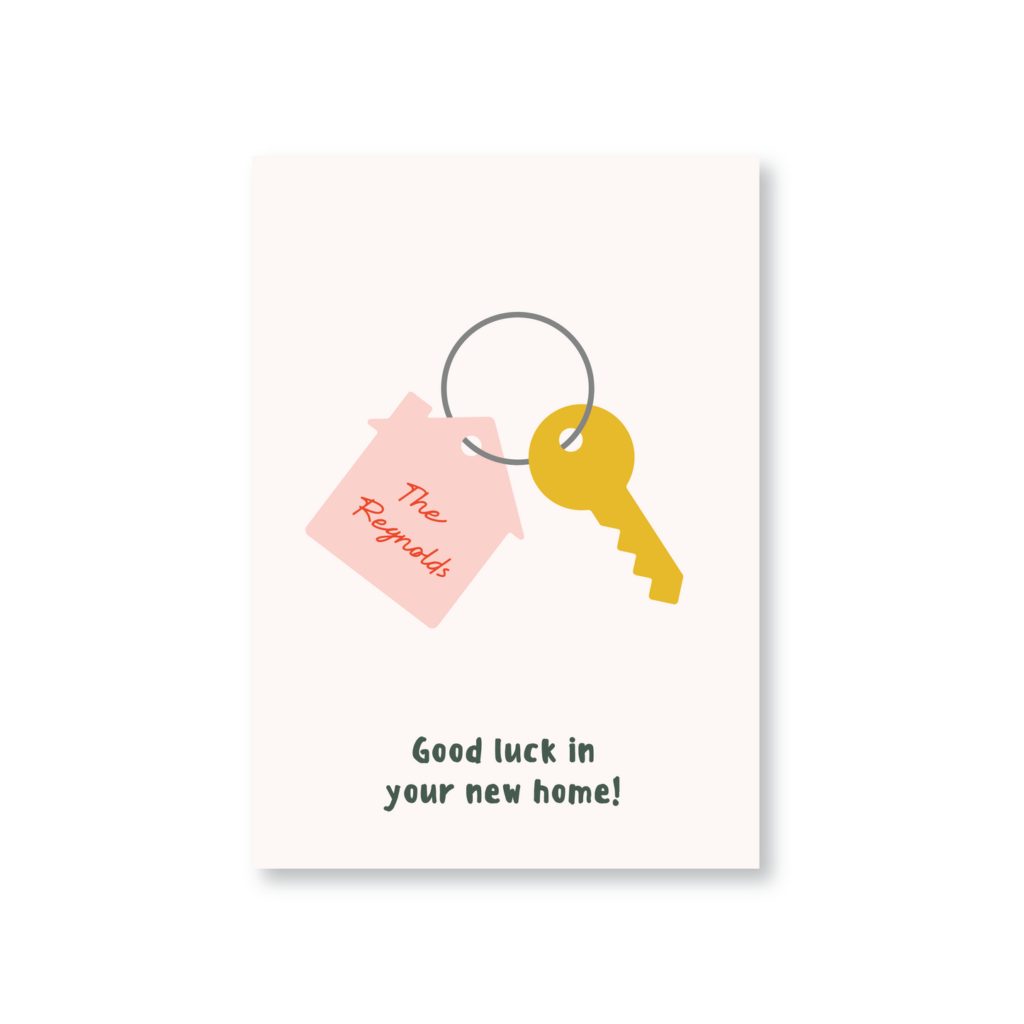 New Home Card Featuring Keys & a Keyring (Personalised)