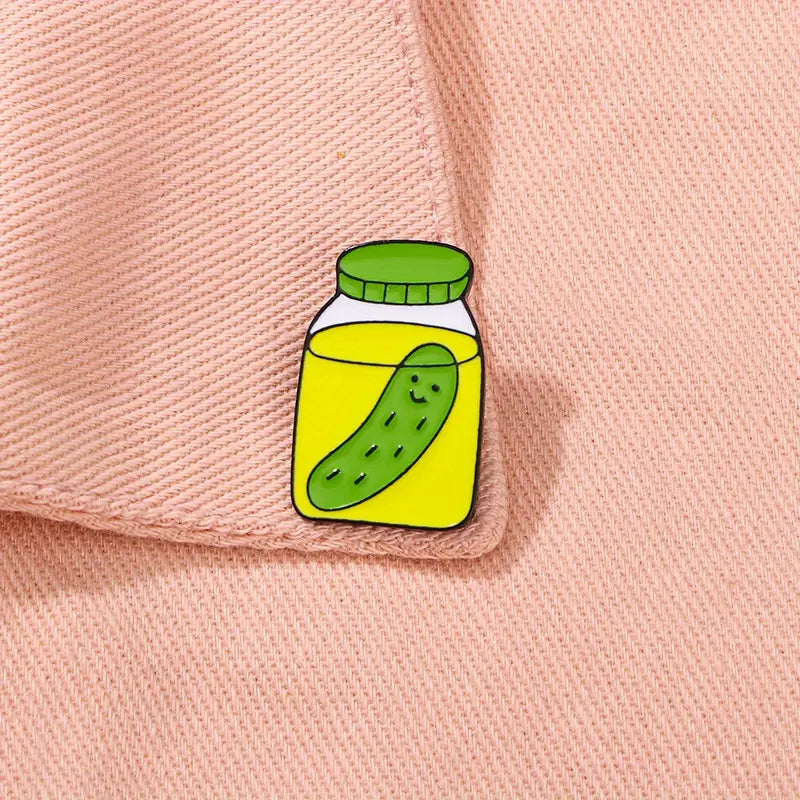 Cute Pickle In A Jar Small Pin Badge