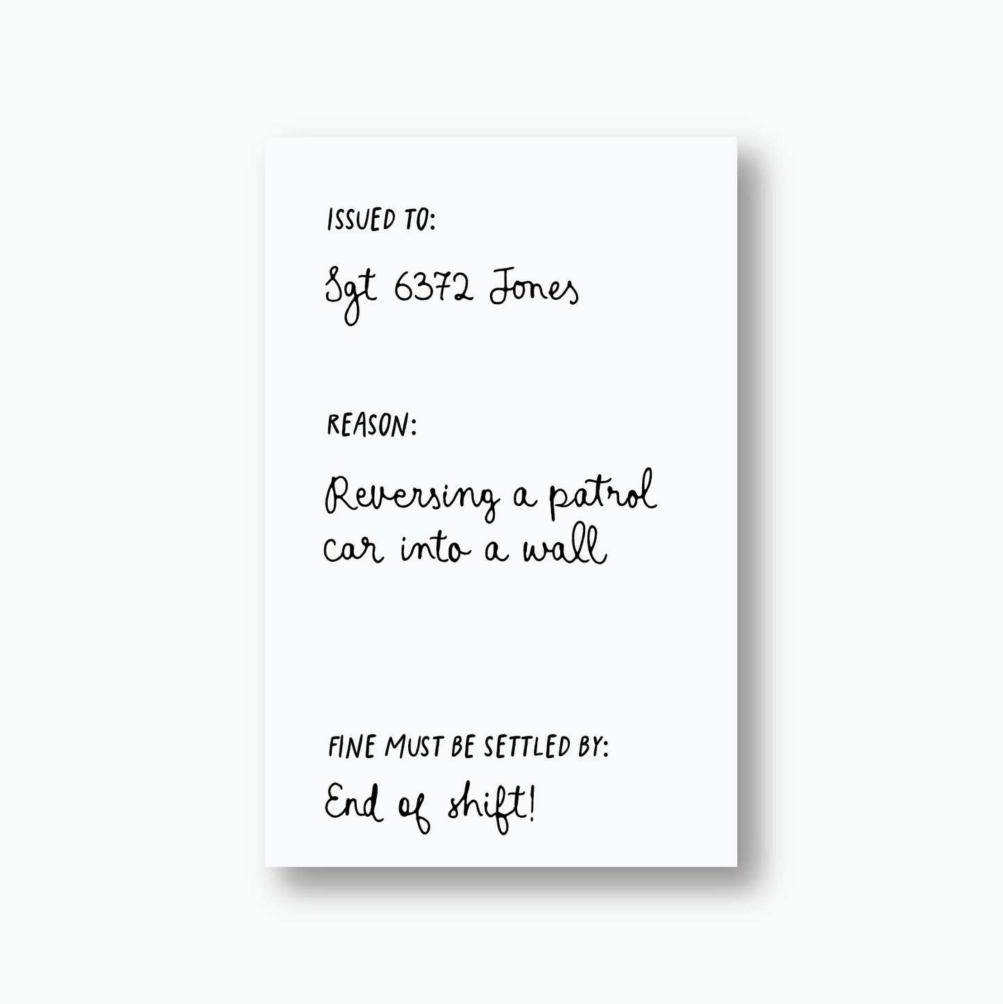 Police Cake Fine Cards