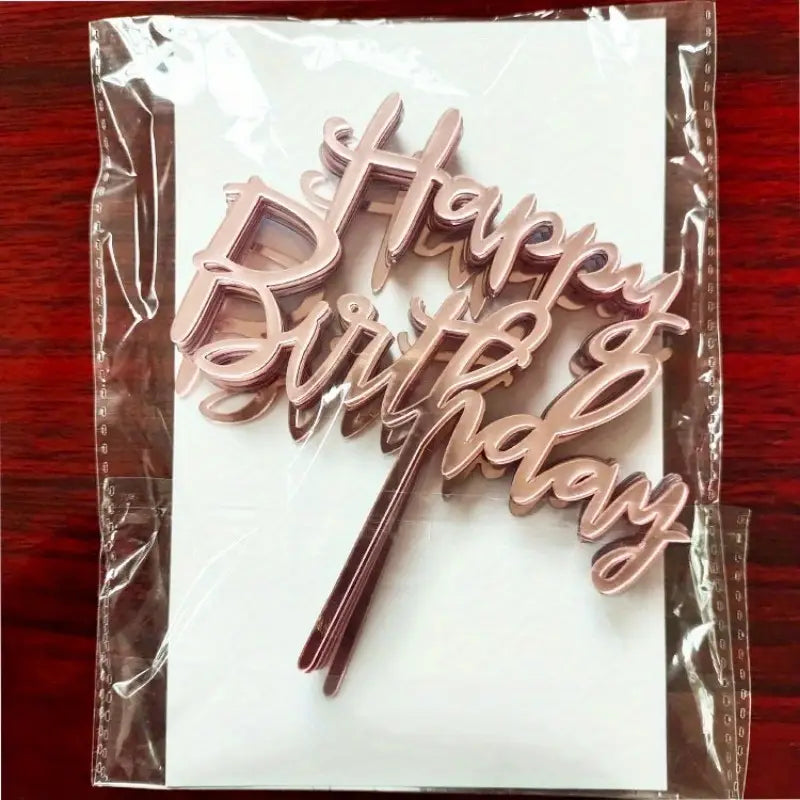 Rose Gold Happy Birthday Cake Topper