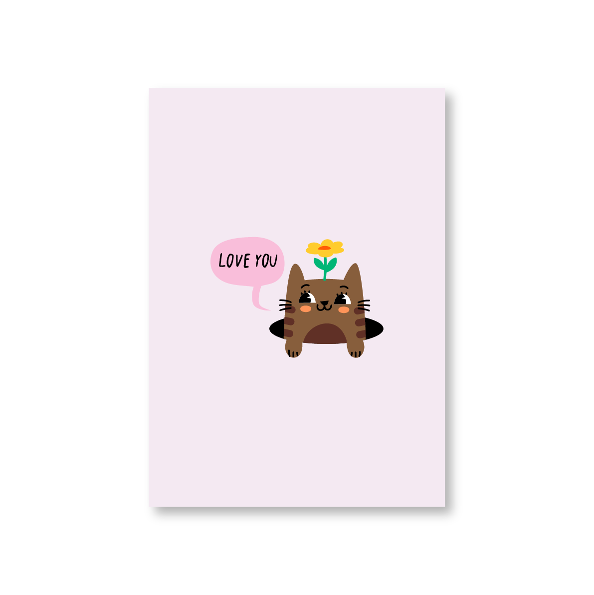 Love You Cute Cat Valentines Day Card