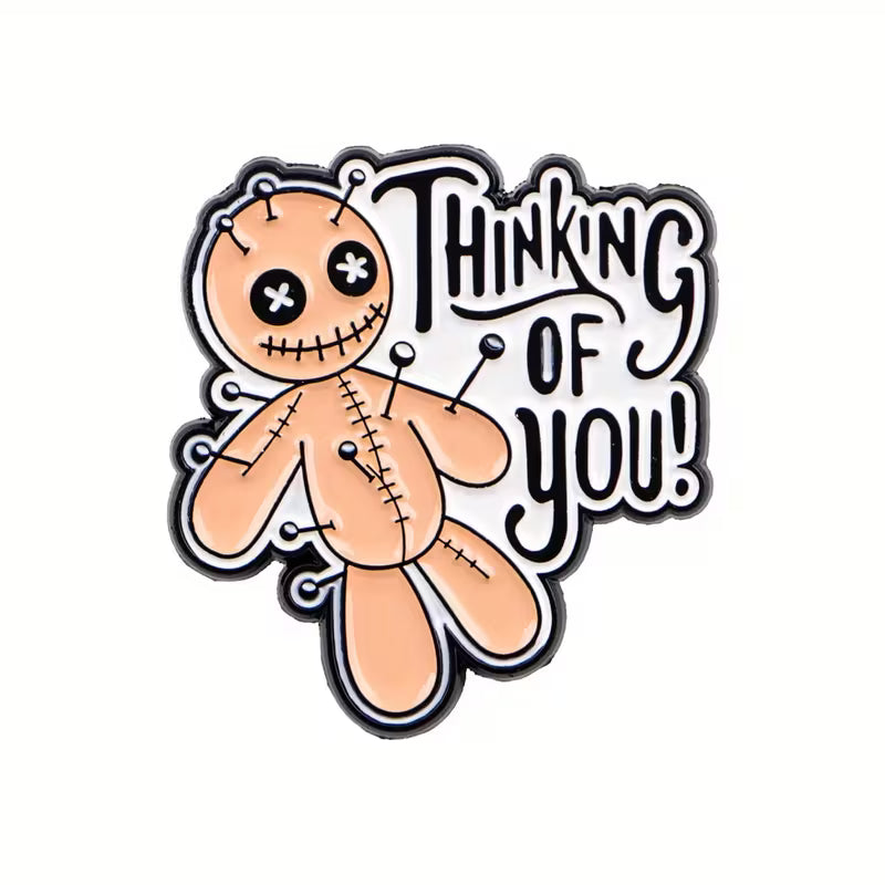 Funny Thinking Of You Voodoo Doll Pin Badge