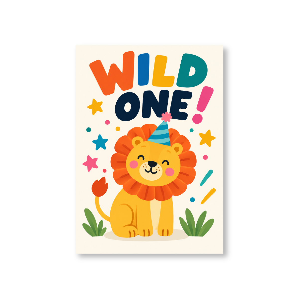 Wild One Lion 1st Birthday Card
