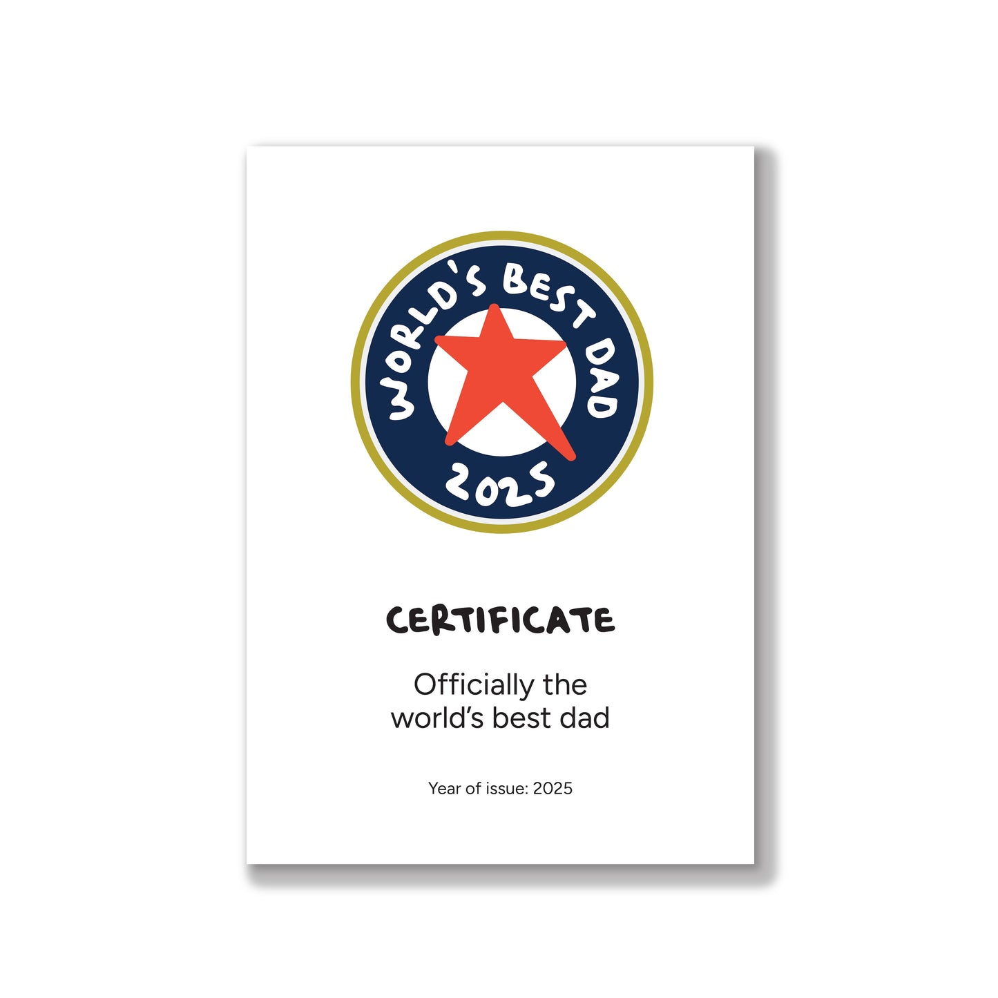 World's Best Dad A4 Certificate (Father's Day Gift)