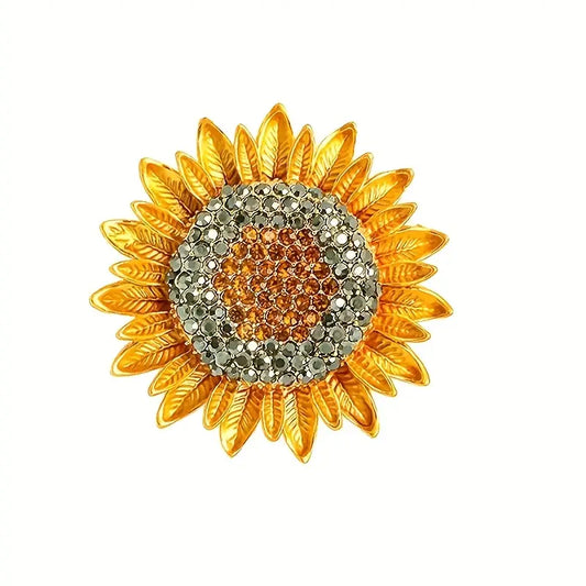 Vintage Sparkly Sunflower Pin Badge