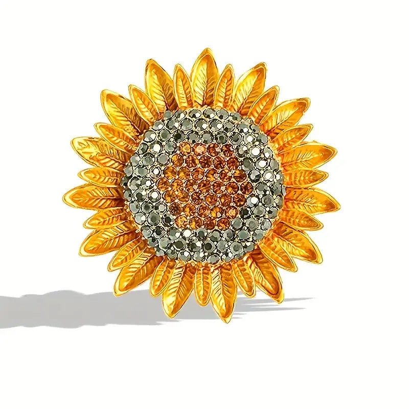 Vintage Sparkly Sunflower Pin Badge
