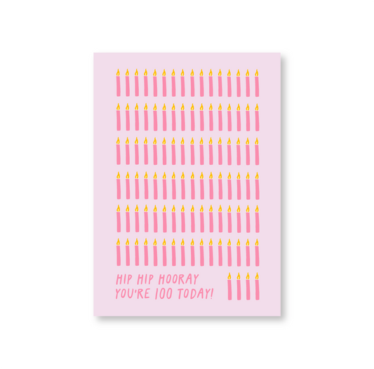 Hip Hip Hooray - 100 Today Birthday Card