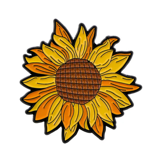 Yellow And Orange Sunflower Pin Badge