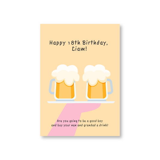 18th Birthday Card for Grandson (Personalised)