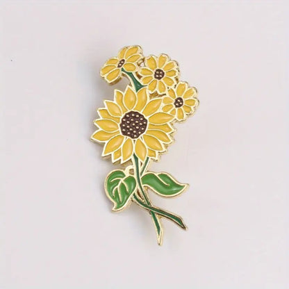 Golden Sunflower Bouquet Pin Badge