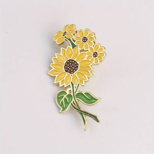 Golden Sunflower Bouquet Pin Badge