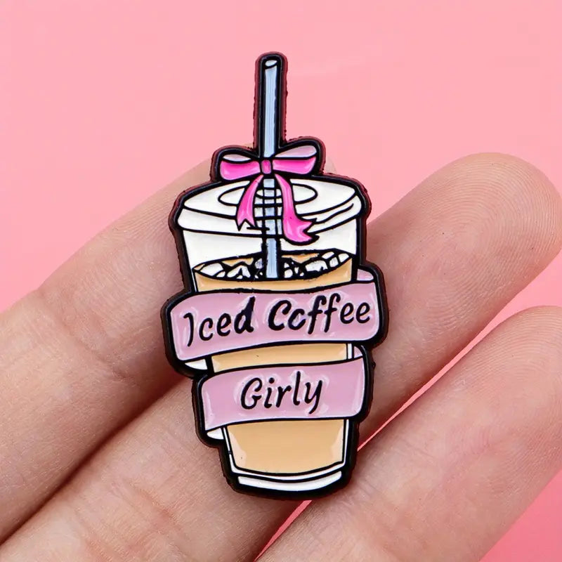 Iced Coffee Girly Cute Pin Bage