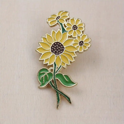 Golden Sunflower Bouquet Pin Badge