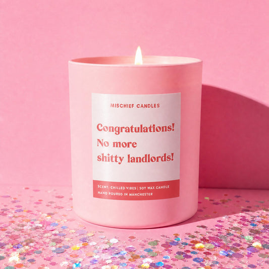 New Home No More Landlords Funny Candle