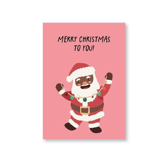 Dancing Black Santa Christmas Card