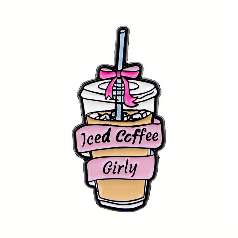 Iced Coffee Girly Cute Pin Bage