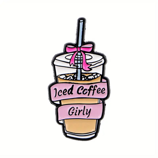 Iced Coffee Girly Cute Pin Bage
