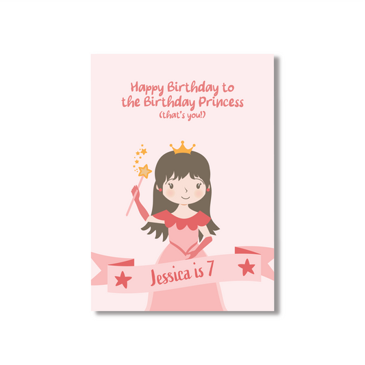 Personalised Happy Birthday Card For A Birthday Princess (Multiple Options)