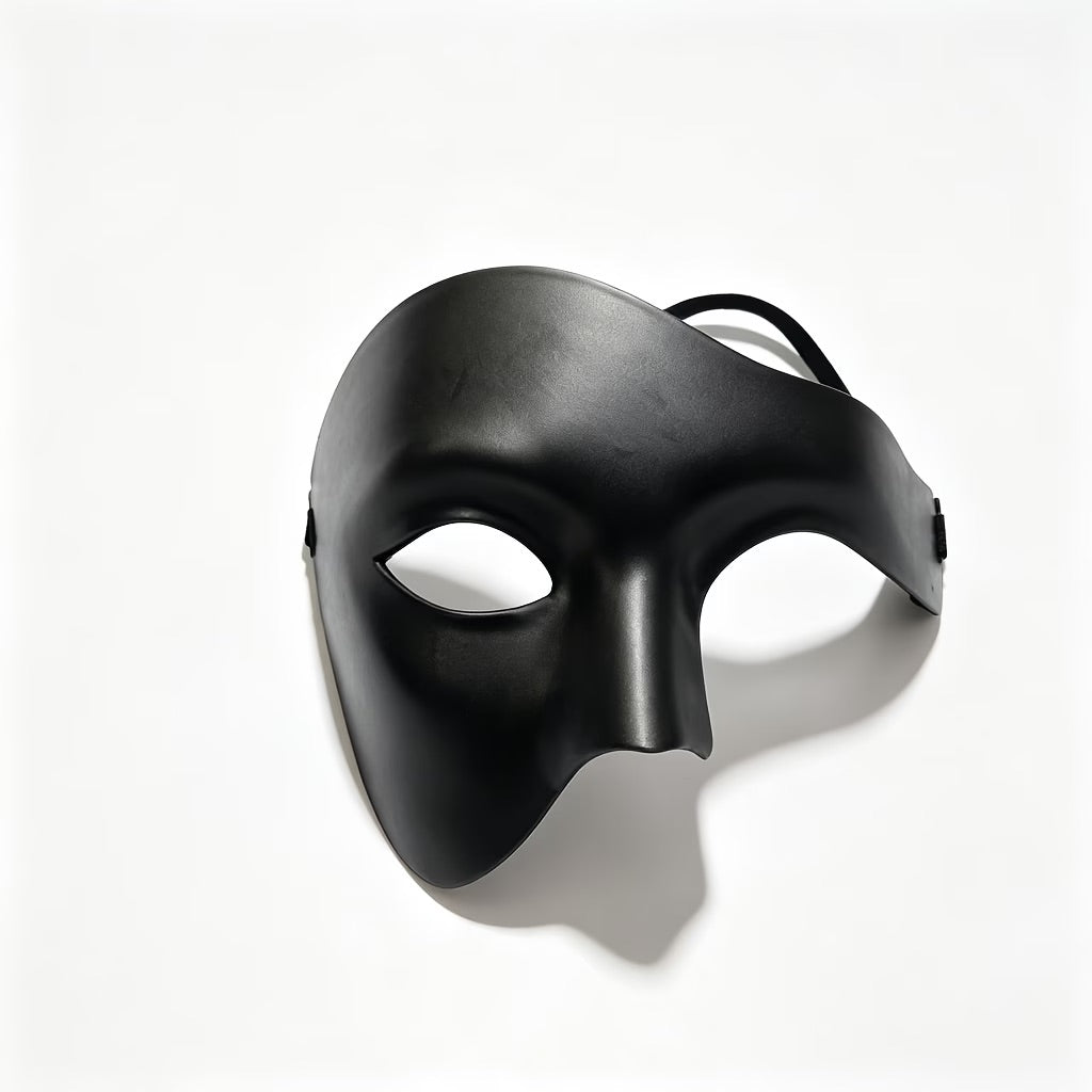 Phantom Masquerade Half Face Mask – Black Venetian Style Costume Mask