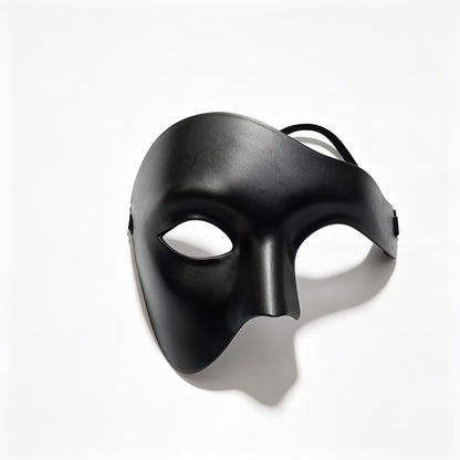 Phantom Masquerade Half Face Mask – Black Venetian Style Costume Mask