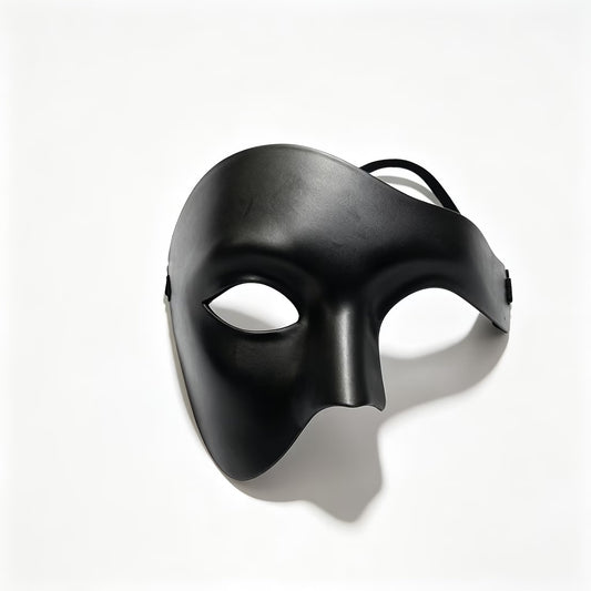 Phantom Masquerade Half Face Mask – Black Venetian Style Costume Mask