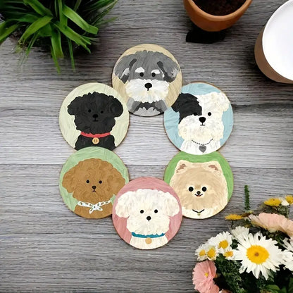 Pack of 6 Small Cartoon Dog Drinks Coasters