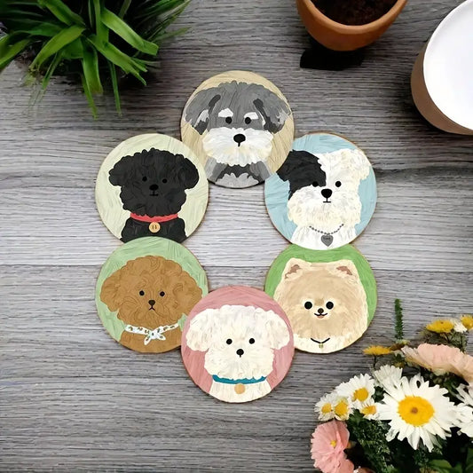 Pack of 6 Small Cartoon Dog Drinks Coasters