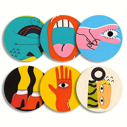 Pack of 6 Fun Cartoon Drinks Coasters