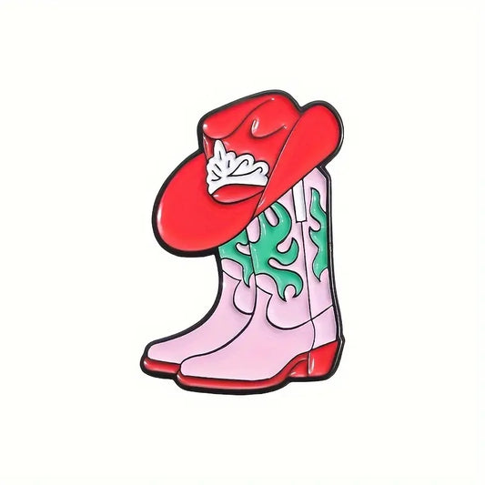 Cowgirl Boots & Hat Pin Badge