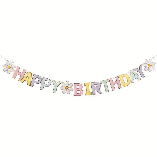 Pastel Daisy Happy Birthday Banner