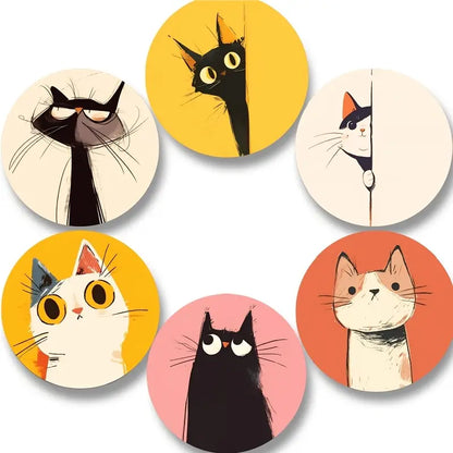 Pack of 6 Vibrant Cat Drinks Coasters