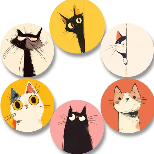 Pack of 6 Vibrant Cat Drinks Coasters