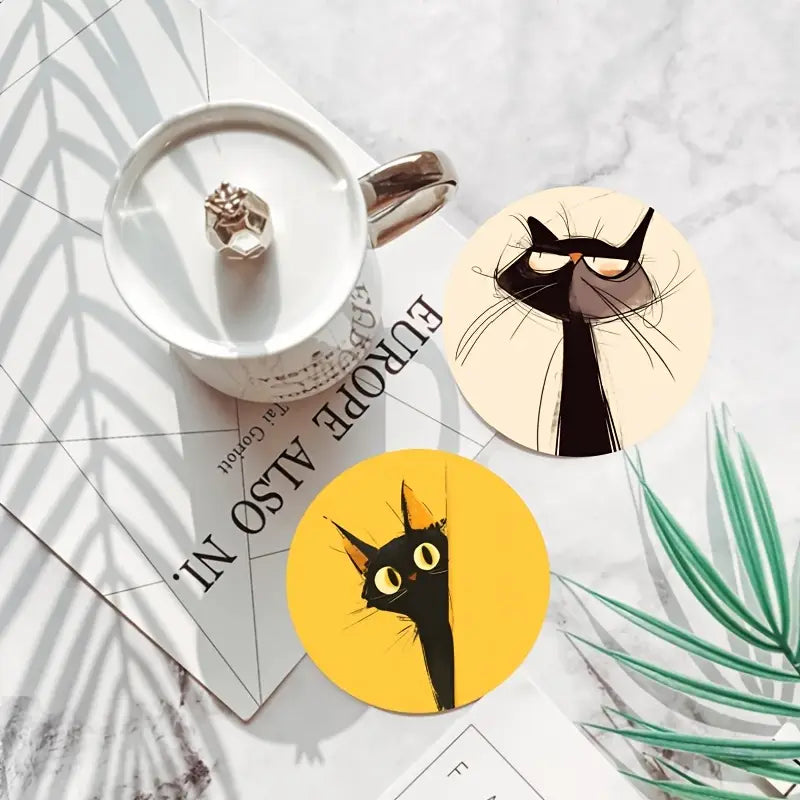 Pack of 6 Vibrant Cat Drinks Coasters