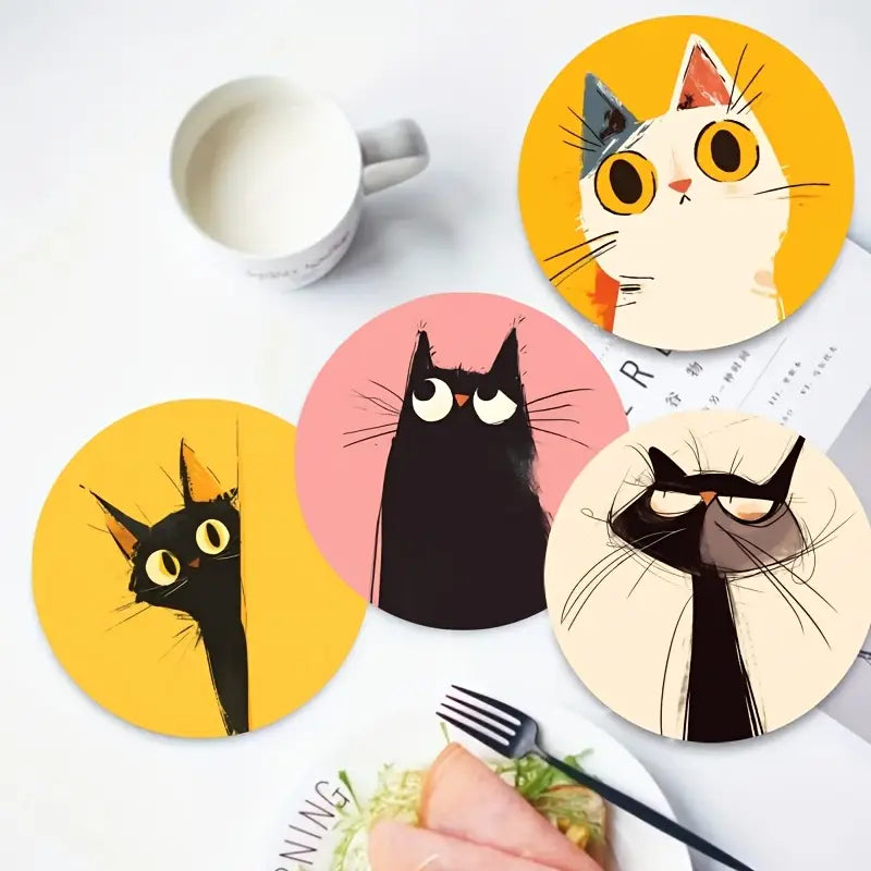 Pack of 6 Vibrant Cat Drinks Coasters
