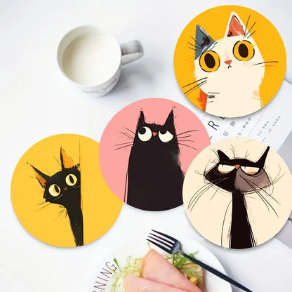 Pack of 6 Vibrant Cat Drinks Coasters