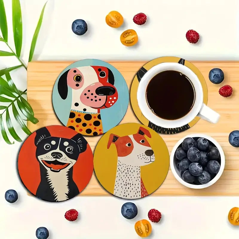 Pack of 6 Vibrant Dog Drinks Coasters