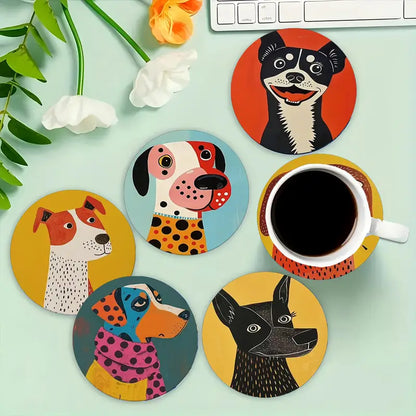 Pack of 6 Vibrant Dog Drinks Coasters