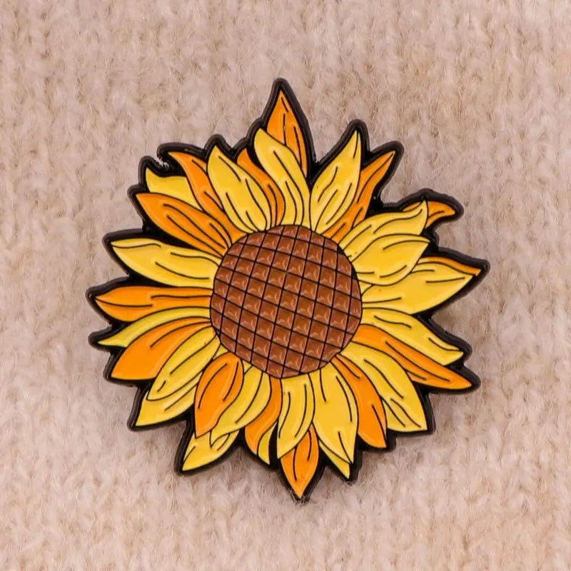Yellow And Orange Sunflower Pin Badge