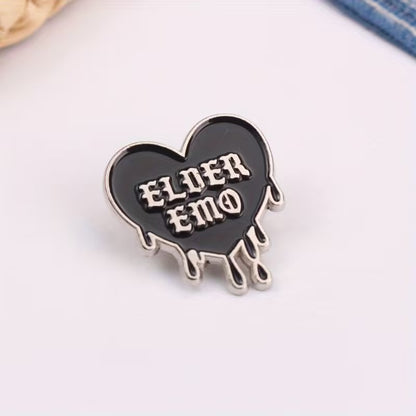Elder Emo Funny Pin Badge For Goths & Emos