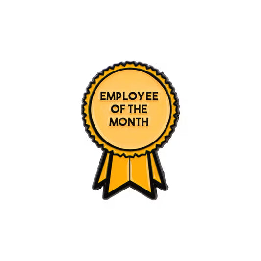 Yellow Employee Of The Month Rosette Pin Badge