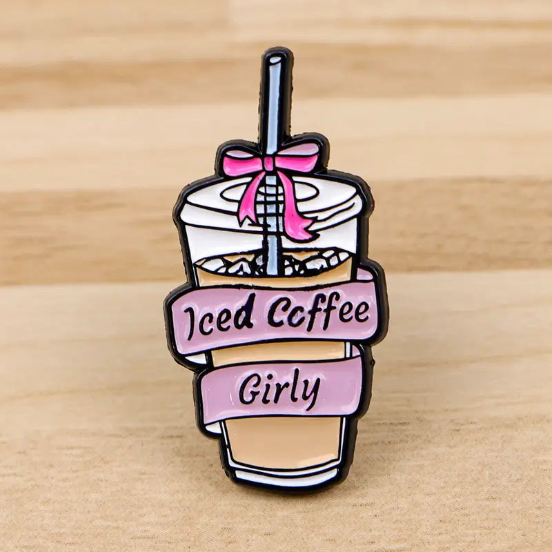 Iced Coffee Girly Cute Pin Bage