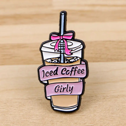 Iced Coffee Girly Cute Pin Bage